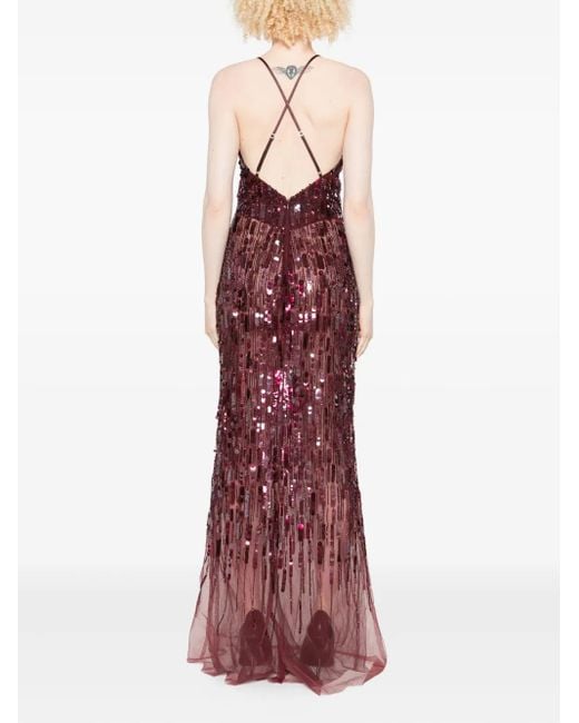 Robe Ornée De Sequins À Coupe Longue Elisabetta Franchi en coloris Purple