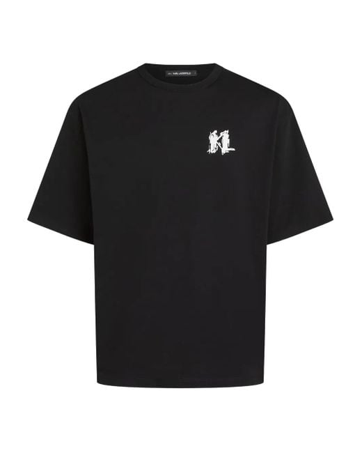 Karl Lagerfeld Black Logo-Print T-Shirt for men