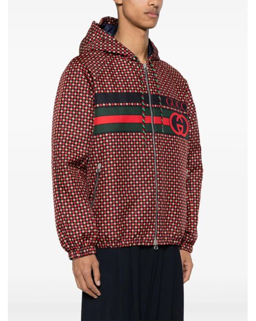 Gucci Red Canvas Geometric Logo Jacket for men