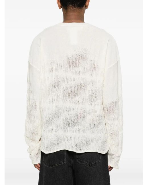 Isabel Benenato White Crew Neck Sweater for men