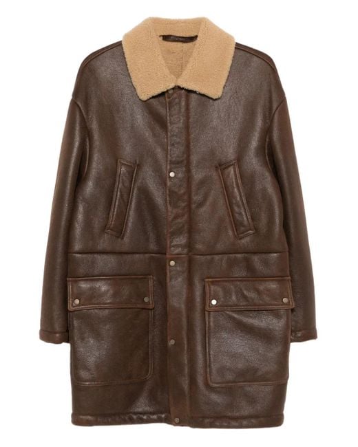 Salvatore Santoro Mantel aus Schafsleder mit Klappentasche in Brown für Herren