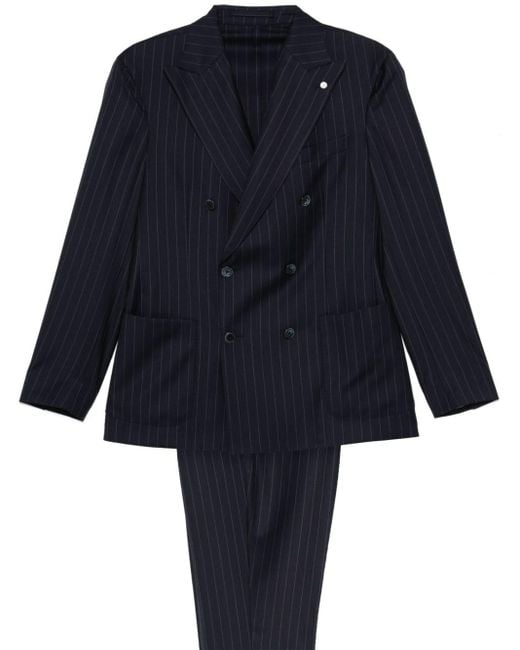 Luigi Bianchi Blue Pinstriped Suit for men