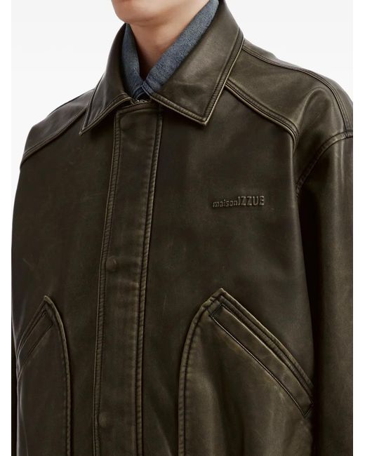 Izzue Green Logo-Embossed Bomber Jacket for men