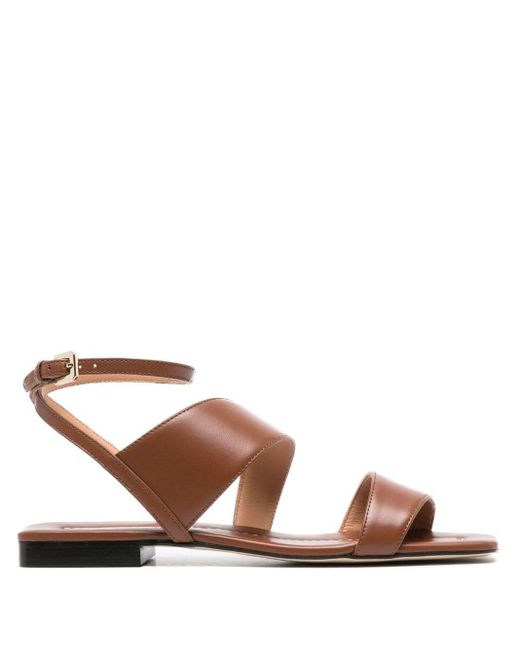 Pollini Brown Windy Square-toe Leather Sandals