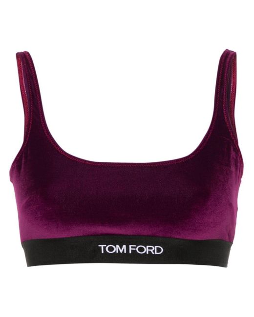 Tom Ford Purple Samt-Bralet mit Logo-Jacquard