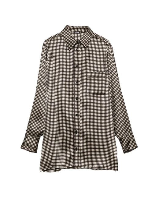 Kiton Gray Polka-Dot-Print Chest-Pocket Shirt
