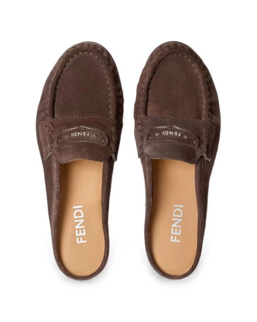 Fendi Brown Scrunch Loafers