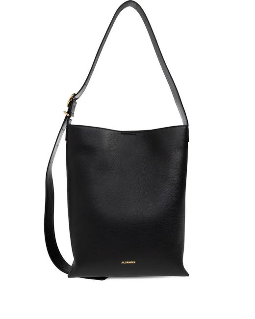 Jil Sander Black Small Leather Strap Shoulder Bag
