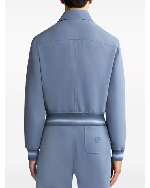 Etro Blue Pegaso-embroidered Zip-up Jacket for men