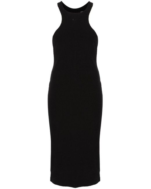 Nike Black Ribbed-knit Midi Dress