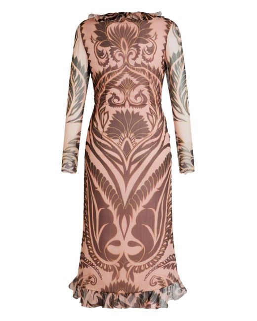 Etro Natural Graphic-print Silk Dress