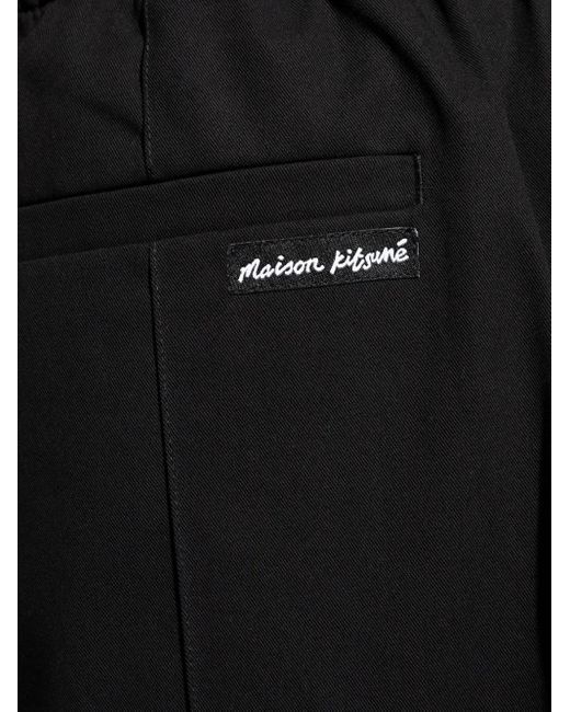 Maison Kitsuné Black Logo-Patch Pants for men