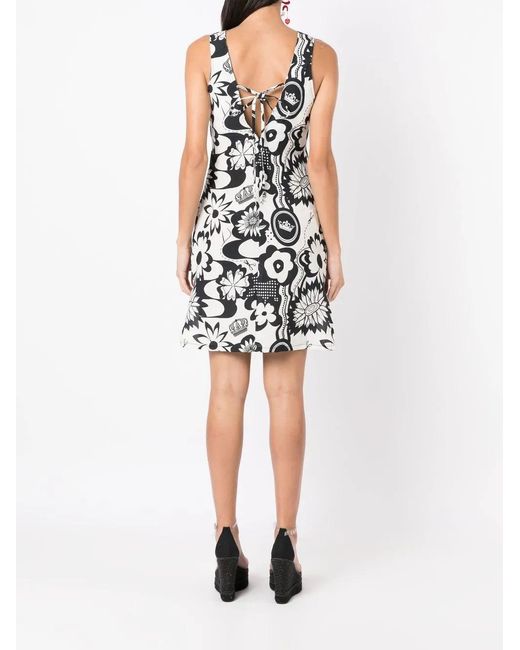Amir Slama White Floral-Print Mini Dress