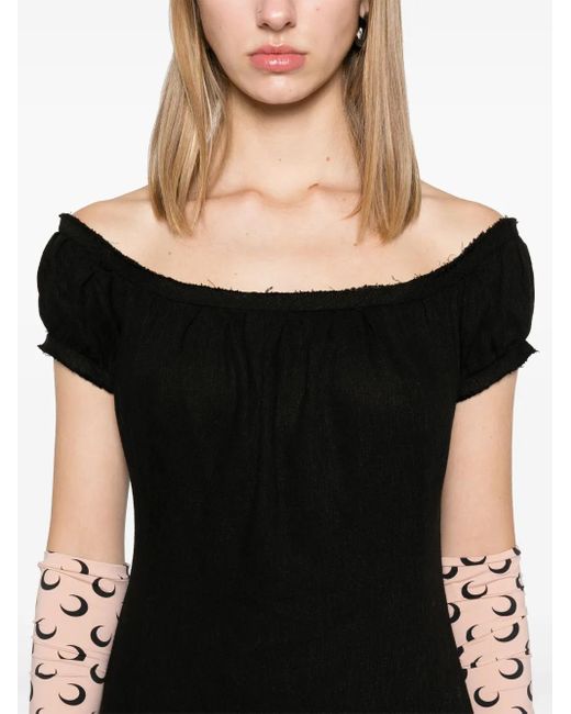 Elena Velez Black Frayed Midi Dress