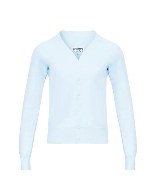 MM6 by Maison Margiela Blue V-Neck Buttoned Cardigan