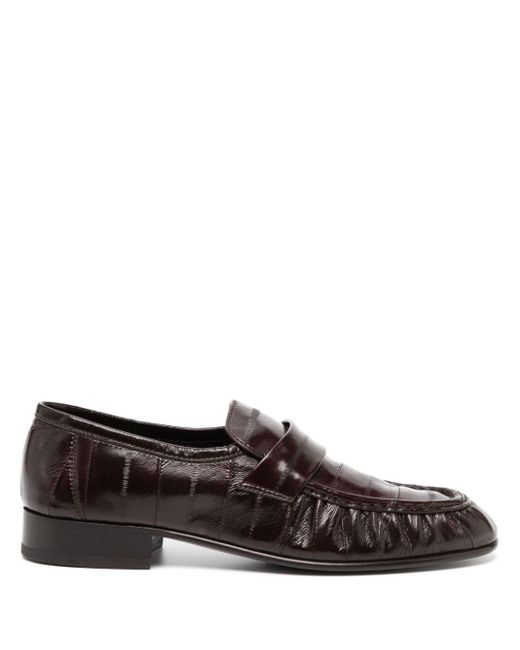 The Row 20mm Ruched Leather Loafers in het Brown