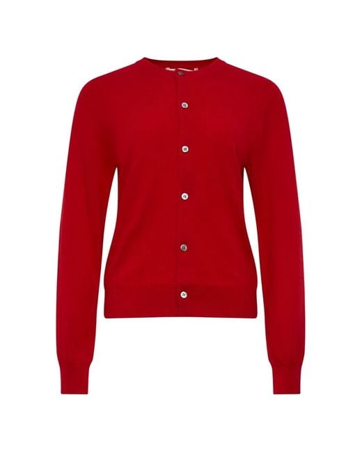 Comme des Garçons Red Rib-Trim Button Cardigan