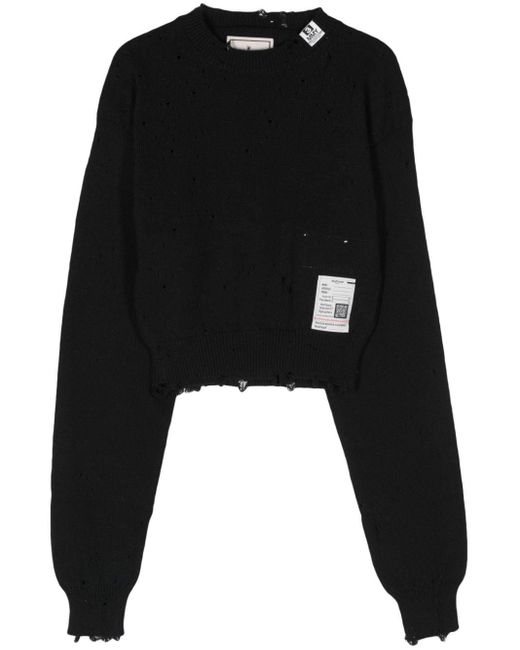 Jersey corto con efecto desgastado Maison Mihara Yasuhiro de color Black