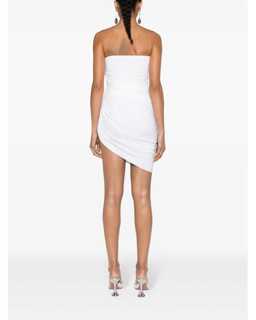 Norma Kamali White Gathered Strapless Minidress