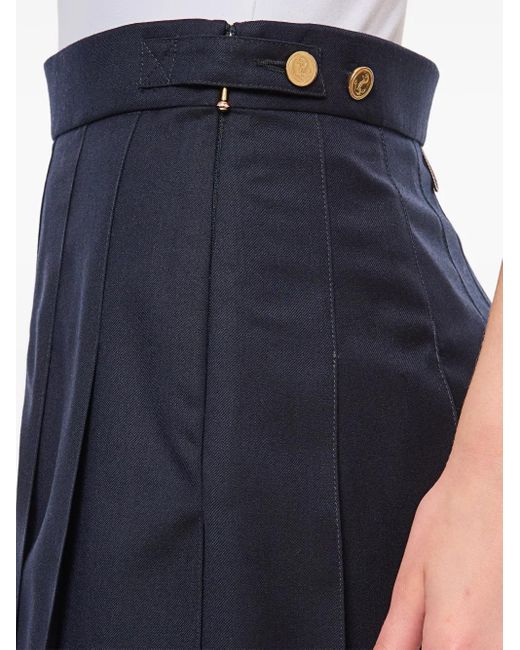 Thom Browne Blue Pleated Midi Skirt