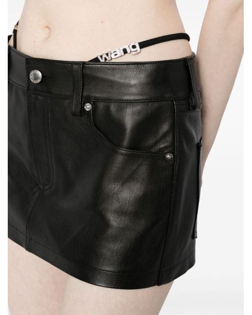 Alexander Wang Black Strap-detail Calfskin Mini Skirt