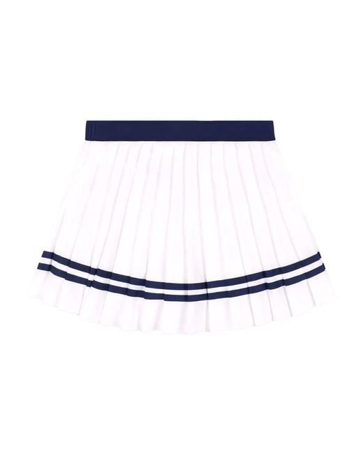 Sporty & Rich Blue Logo-Print Pleated Skirt