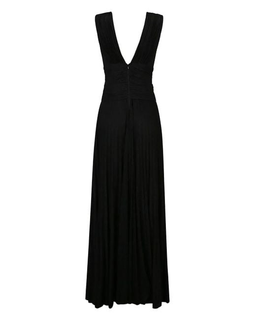 Vestido con escote en V y pliegues Elisabetta Franchi de color Black