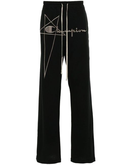 Rick Owens X Champion Black Dietrich Logo-embroidered Track Pants for men