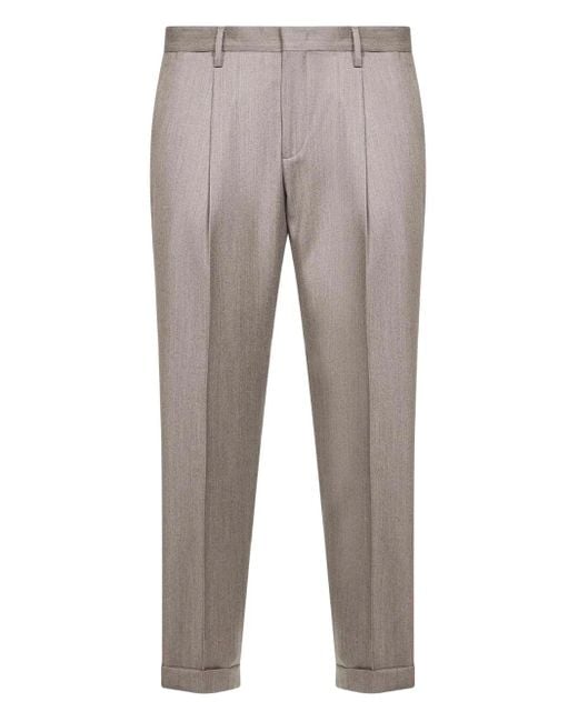 D4.0 Gray Pleat Turn-Up Trousers for men