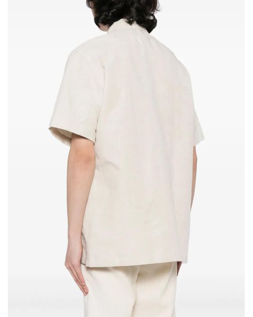 Eleventy White Bowling-Collar Short-Sleeve Shirt for men