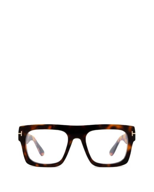 Tom Ford Brown Tortoiseshell-Effect Geometric-Frame Glasses
