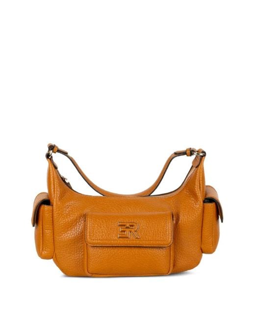 ERMANNO FIRENZE Brown Multi-Pocket Grained Leather Shoulder Bag
