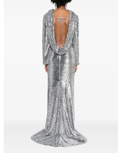 GIUSEPPE DI MORABITO Gray Sequined Asymmetric Evening Dress