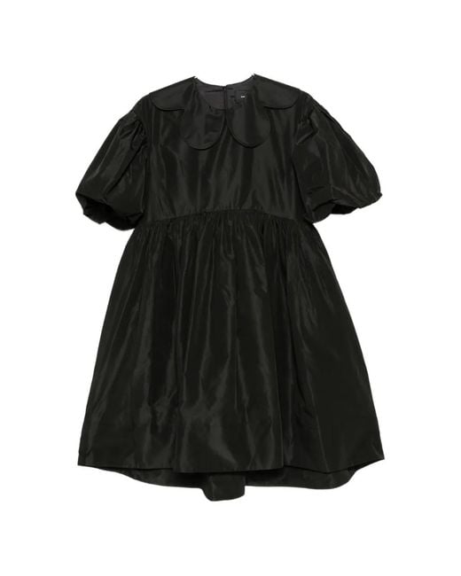 Simone Rocha Black Puff-Sleeve Petal-Collar Dress