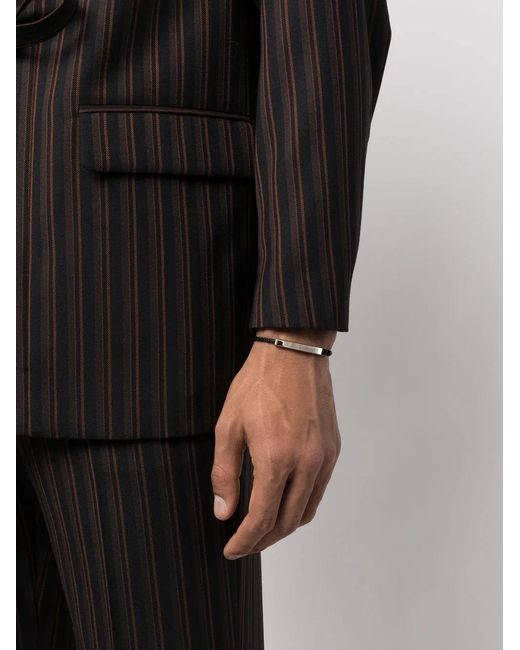 Alexander McQueen Black Graffiti Leather-Braided Bracelet for men