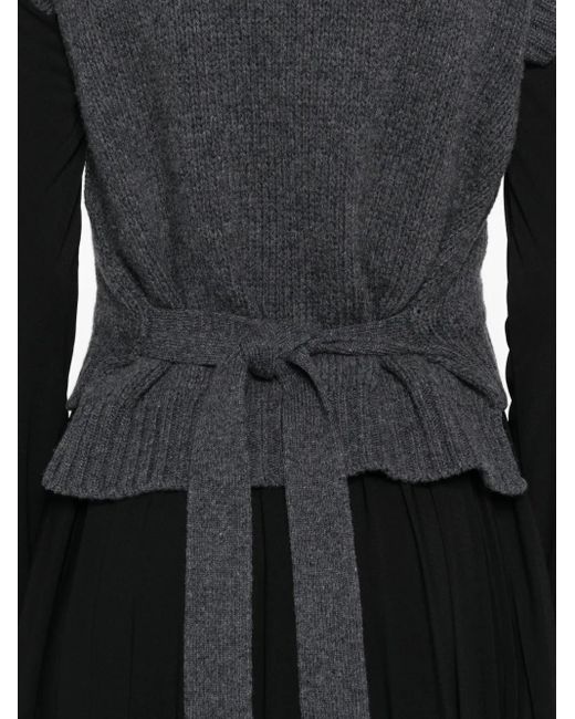 Weekend by Maxmara Kabelgebreide Geplooide Midi-Jurk in het Black