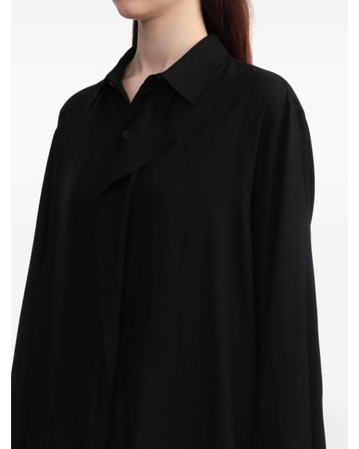 Y's Yohji Yamamoto Black Drape-detail Long Shirt