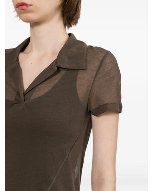 Helmut Lang Brown Sheer-Panel Top