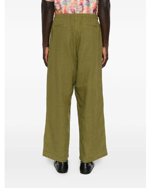 Arte' Green Drawstring Elasticated-Waistband Trousers for men
