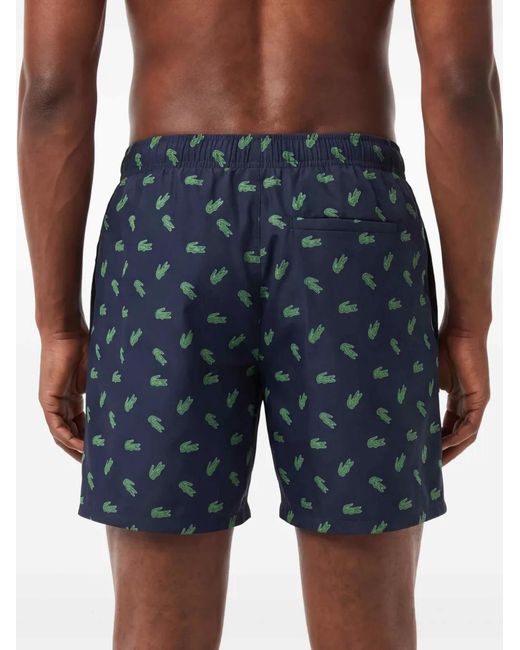 Lacoste Blue Logo-Patch Swim Shorts for men