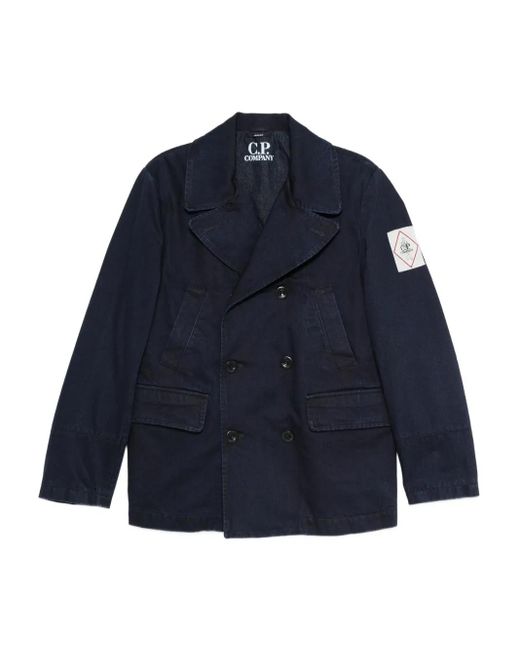 C P Company Blue Pinstripe Single Breasted Blazer for men