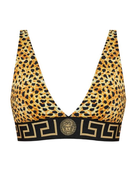 Versace Natural Bikinioberteil Mit Leoparden-Print