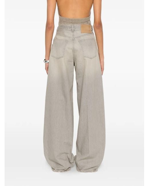Haikure White Bethany Faded-Effect Wide-Leg Jeans
