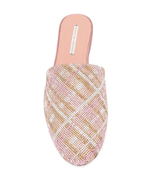 Marco De Vincenzo Pink Check-Crystal Slippers