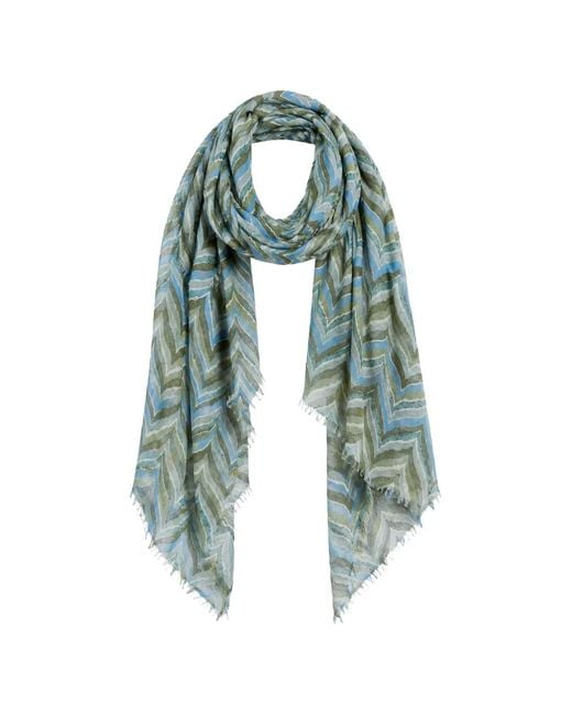 Hemisphere Blue Weaver-Print Knitted Scarf
