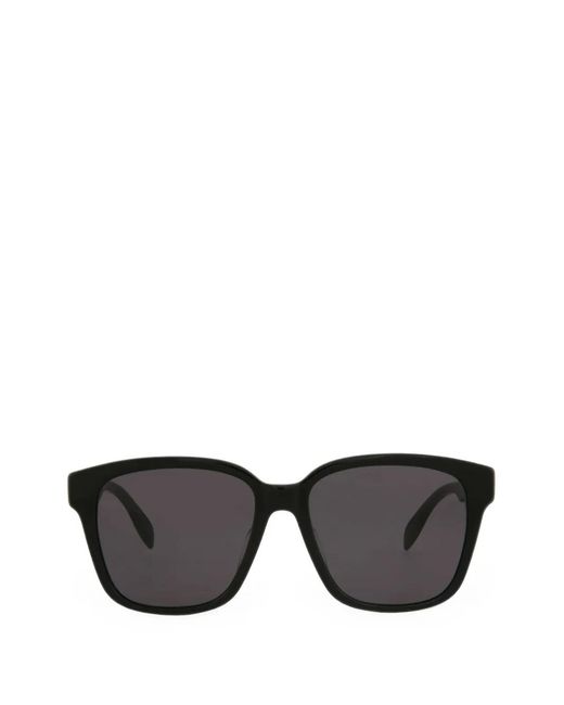 McQueen Black Logo-Print Square-Frame Sunglasses