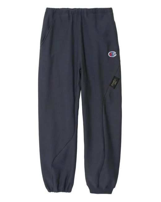 Undercover Blue X Champion Logo-Patch Track Pants for men