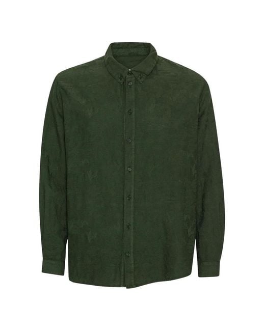 Henrik Vibskov Green Block Jacquard Cotton Shirt for men