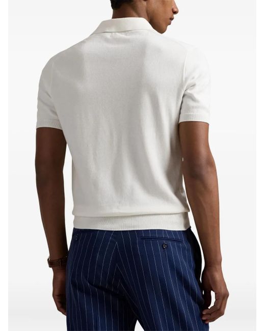 Polo Ralph Lauren White Cotton Polo Collar Sweater 005 Deckwash W for men