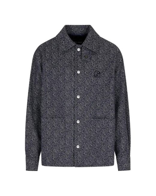 Giorgio Armani Gray Jacquard Shirt Jacket for men
